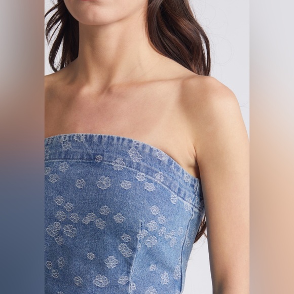 NWT Frigga Jacqaurd Strapless Denim Top - Picture 4 of 12